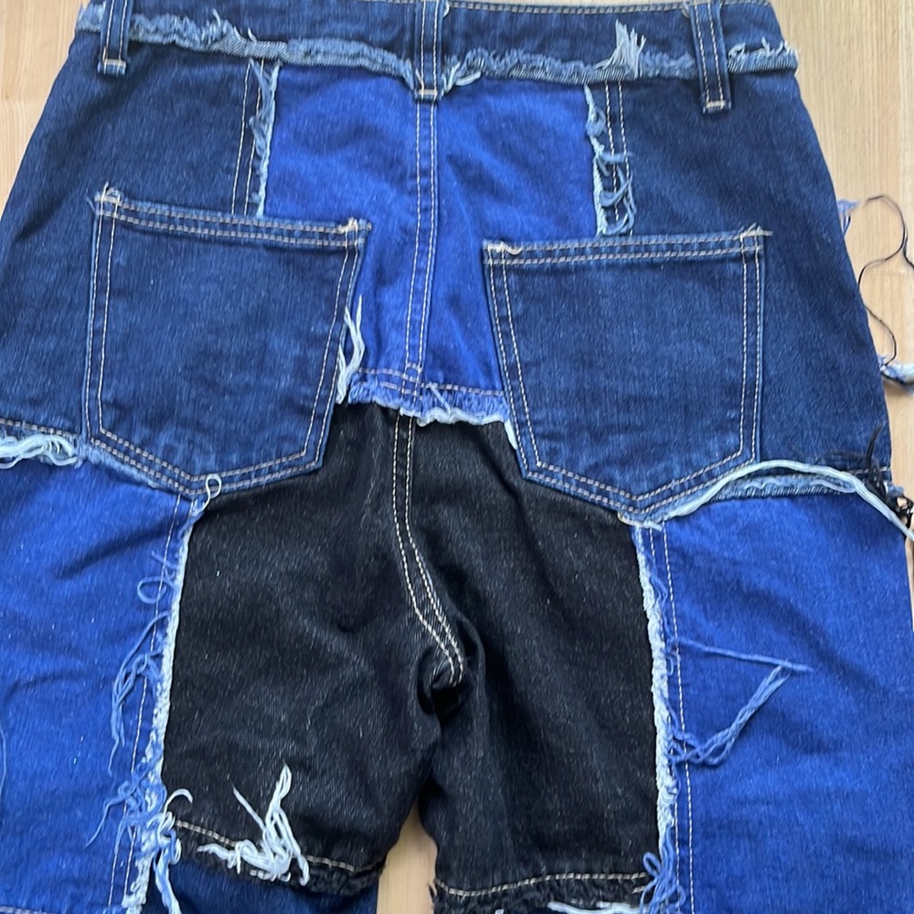 Shein Patchwork Jeans Exposed Button Fly, Like Ne… - image 7